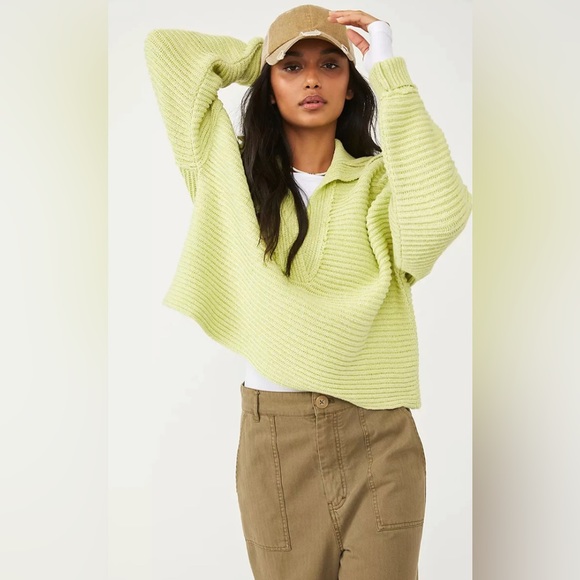 Free People Margie Pullover in color Acid Lime size XL - Picture 3 of 5